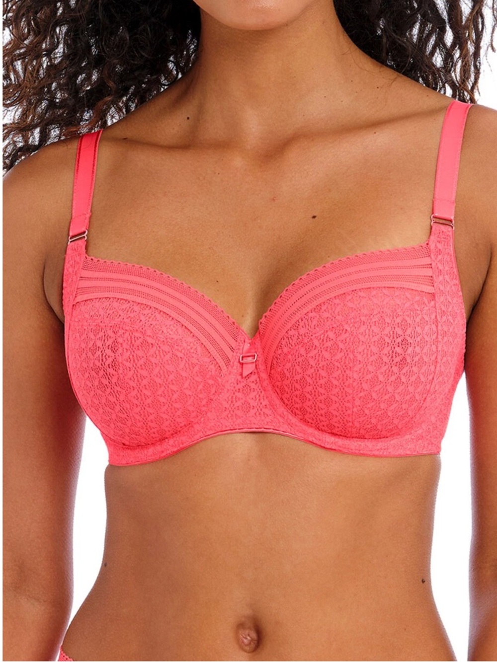 Freya Women's Viva Lace Underwire Side Support Bra, 34I, Sunkissed Coral